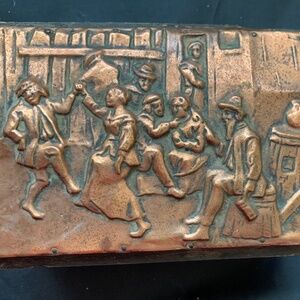 Wooden Trinket box covered with copper art